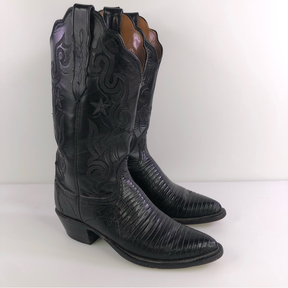 Lucchese 2000 Women’s lone star black Lizard Cowboy Boots Size 7 B